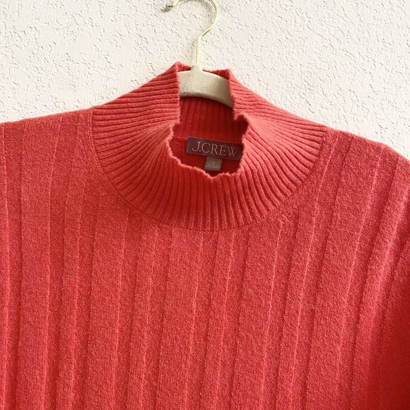 J. Crew Ribbed Mock Neck SuperSoft Yarn Merino Wool Alpaca Sweater Red M - Picture 3 of 12